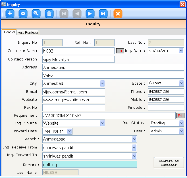 Inquiry management Software